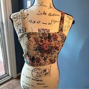Say anything Floral Tapestry Crop Top